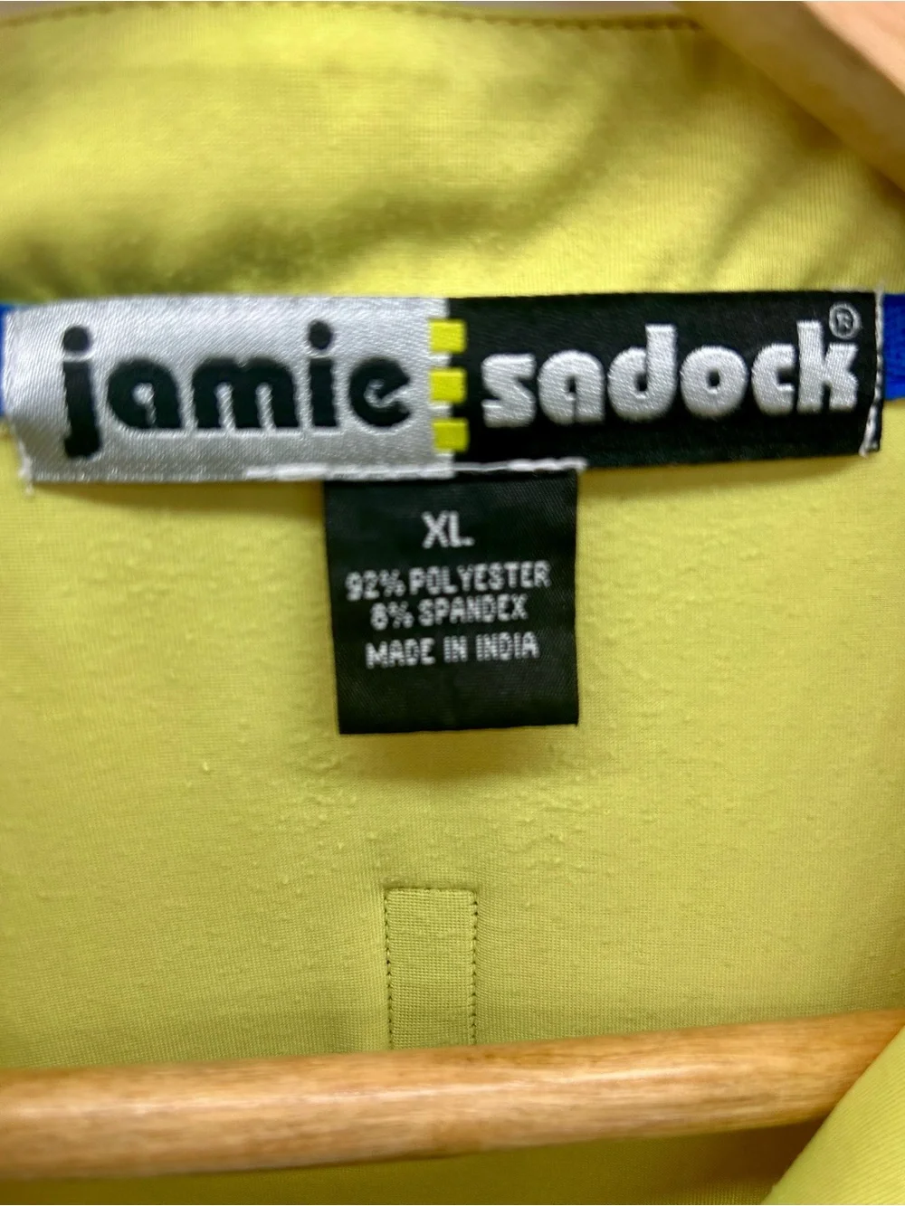 Jamie Sadock Women's XL Yellow/Black Mock Neck 3/4 Zip & Sleeve Zip Pocket Top - Picture 8 of 8